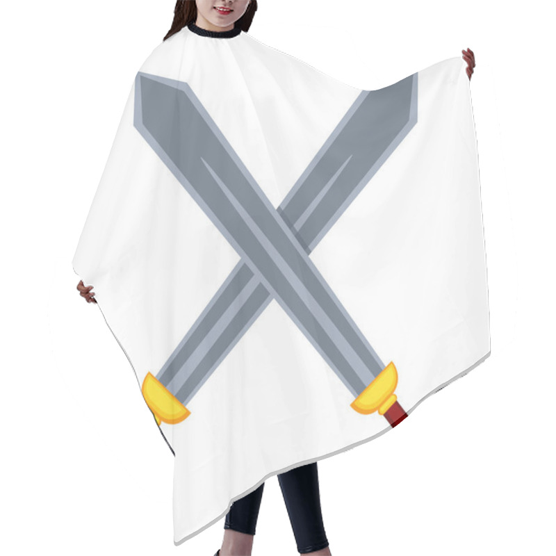 Personality  Cartoon Metal Crossed Swords Hair Cutting Cape