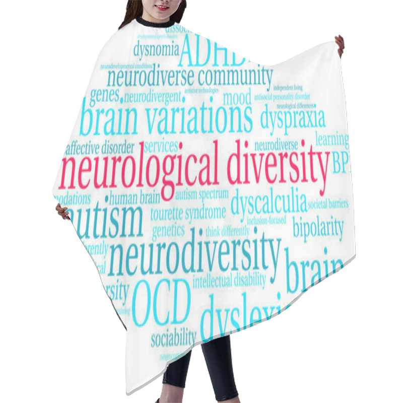 Personality  Neurological Diversity Word Cloud On A White Background.  Hair Cutting Cape