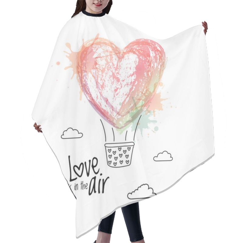 Personality  Flying Air Balloon In Form Of Heart. Greeting Card Hair Cutting Cape