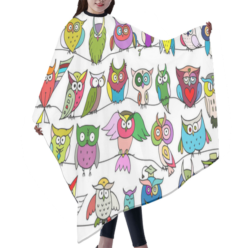 Personality  Funny Owls, Seamless Pattern For Your Design Hair Cutting Cape