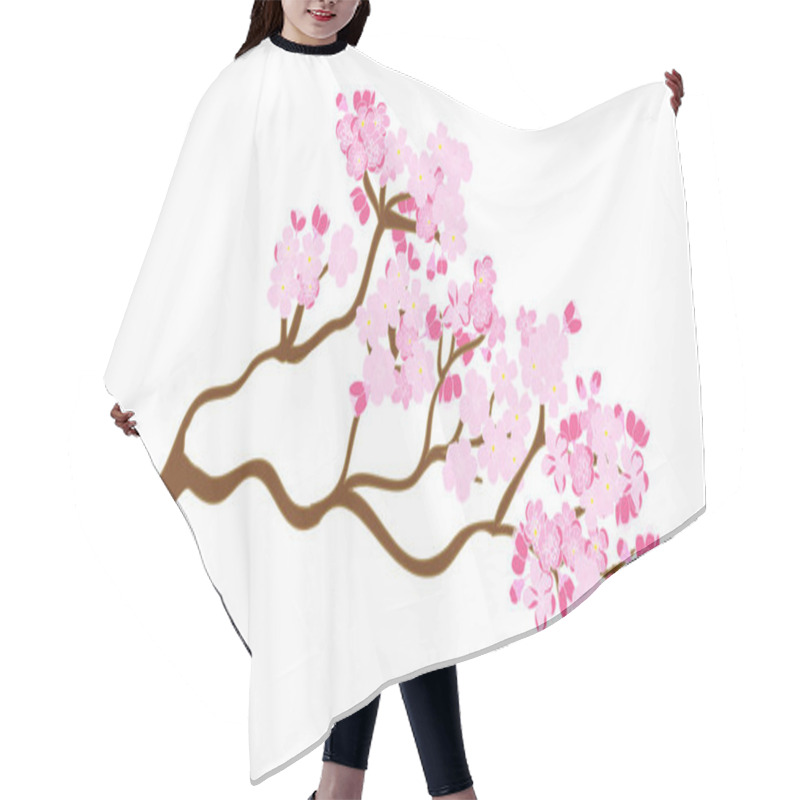 Personality  Free Hand Sakura Flower Vector Set, Beautiful Line Art Peach Blossom  Hair Cutting Cape