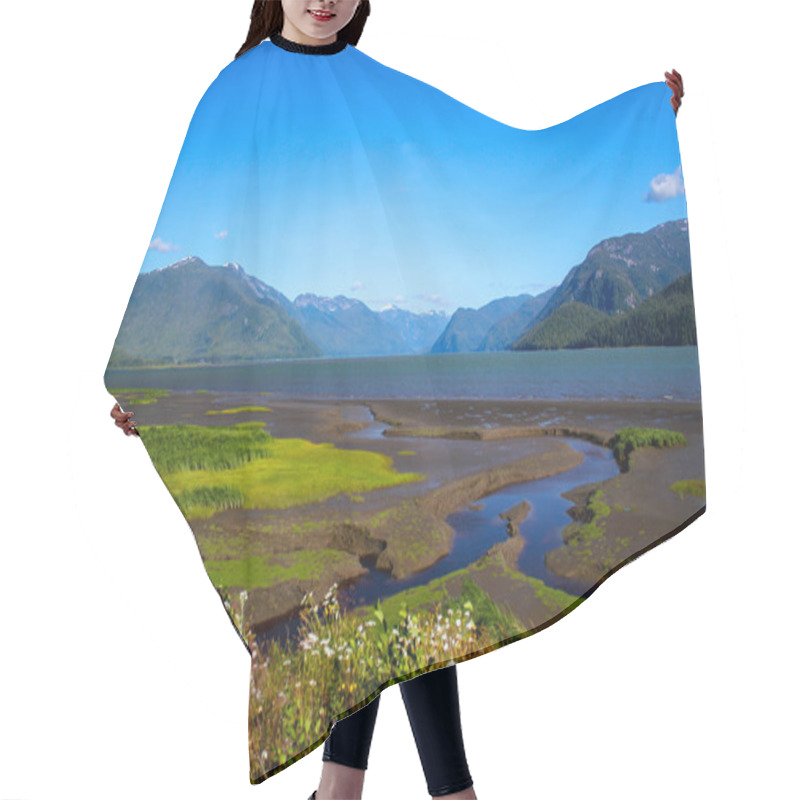 Personality  Panoramic View: Skeena River Near Yellowhead Highway In British Columbia, Canada. Sport, Travel And Nature Concept. Wonderful Place For Fly Fishing. Hair Cutting Cape