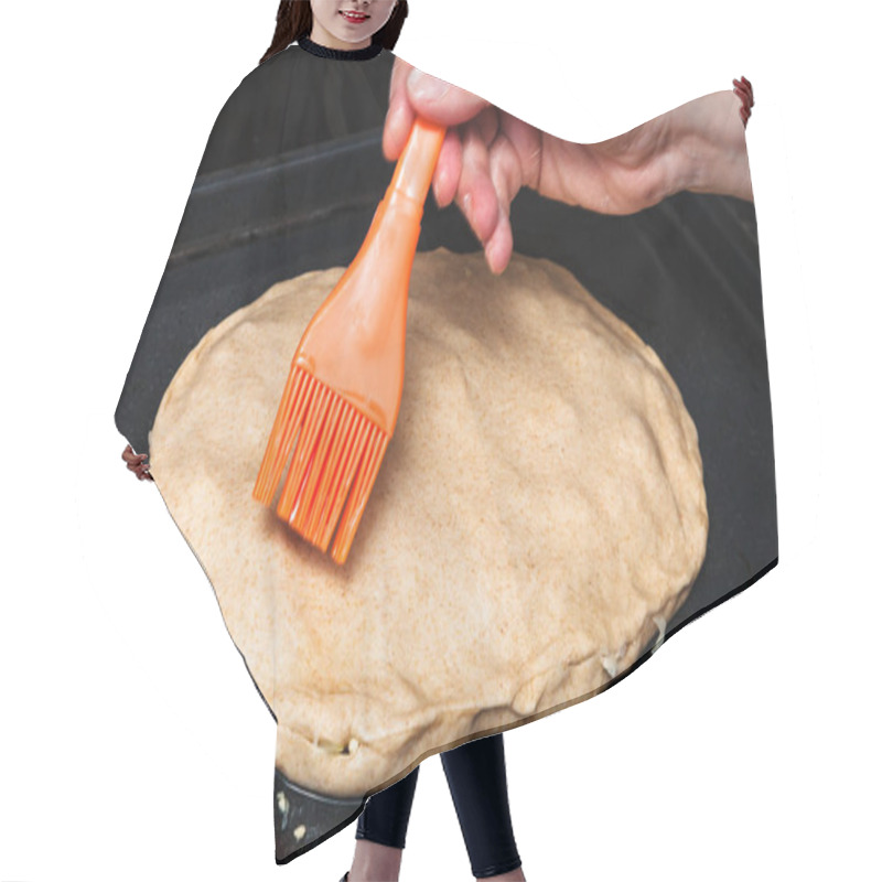 Personality  Cooking Of Pie - Oiling The Crust Of Raw Pie By Silicone Brush Hair Cutting Cape