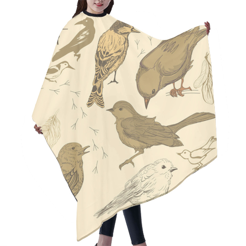 Personality  Set Of Handdrawn Birds Hair Cutting Cape