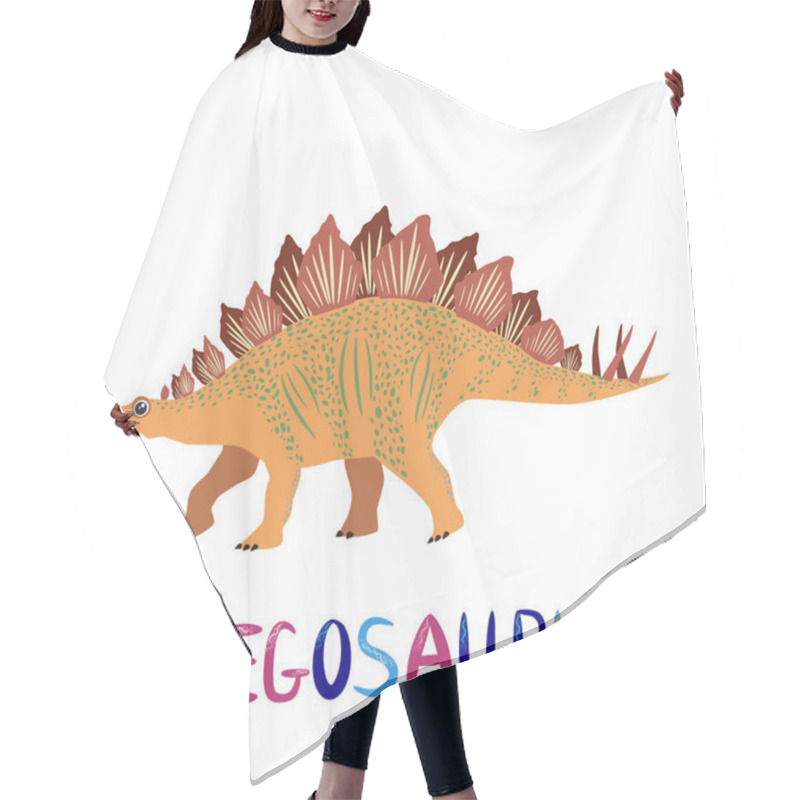 Personality  Stegosaurus Yellow, Prehistoric Dinosaurs Collection. Ancient Animals. Hand Drawn. Hair Cutting Cape