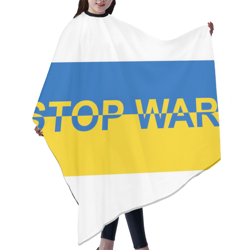 Personality  Flag Ukraine With Text Motto Stop War, Yellow Blue Flag Ukraine End War Hair Cutting Cape