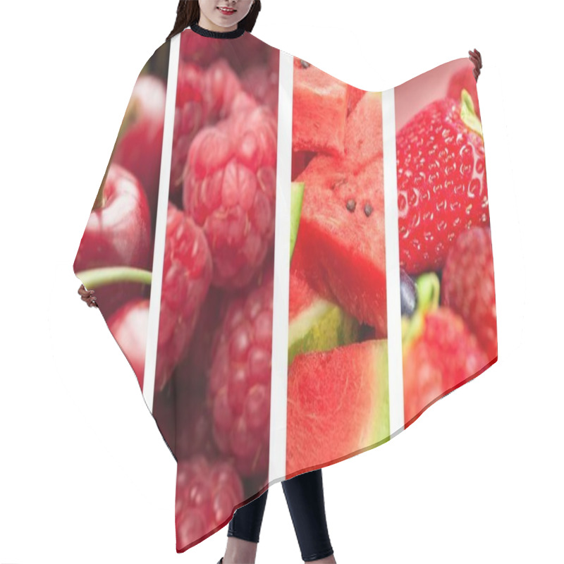 Personality  Close-up Of Fresh Fruits On Background Hair Cutting Cape