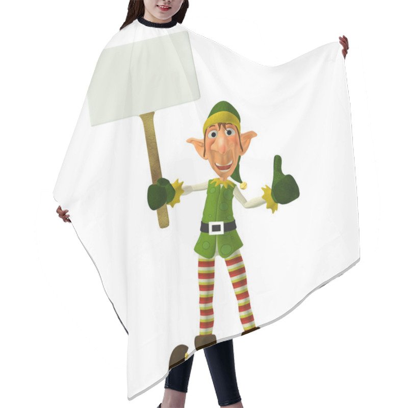 Personality  Christmas Elf With Sign Hair Cutting Cape