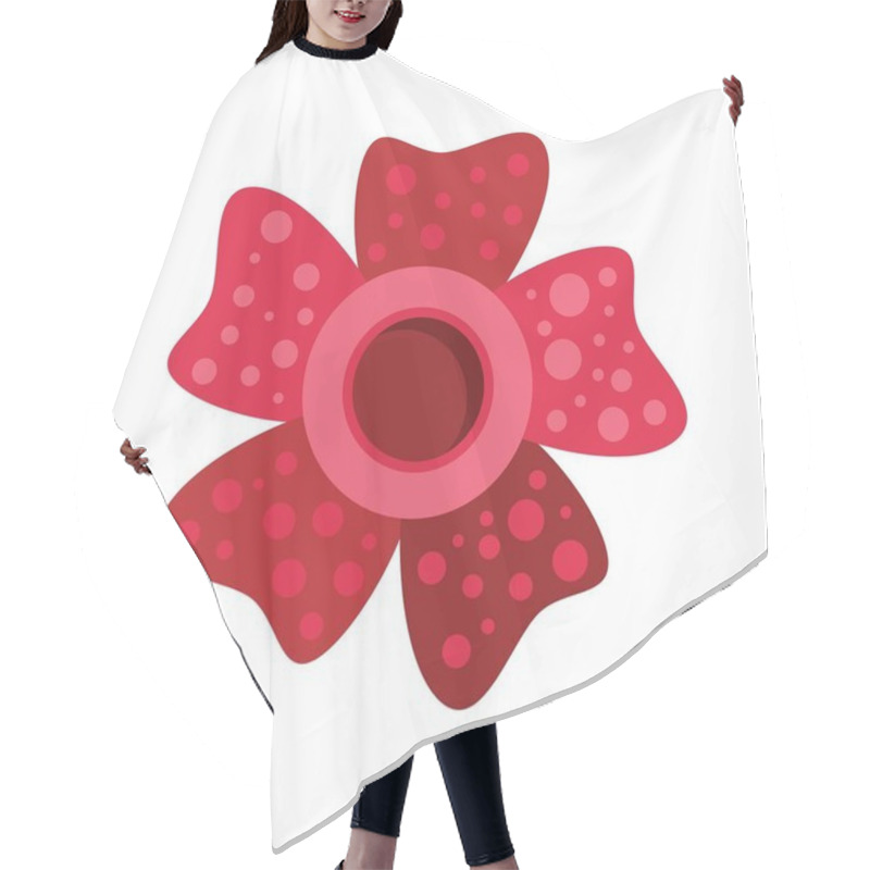 Personality  Large Red Rafflesia Flower Blooming With Five Petals And Covered In White Polka Dots Hair Cutting Cape