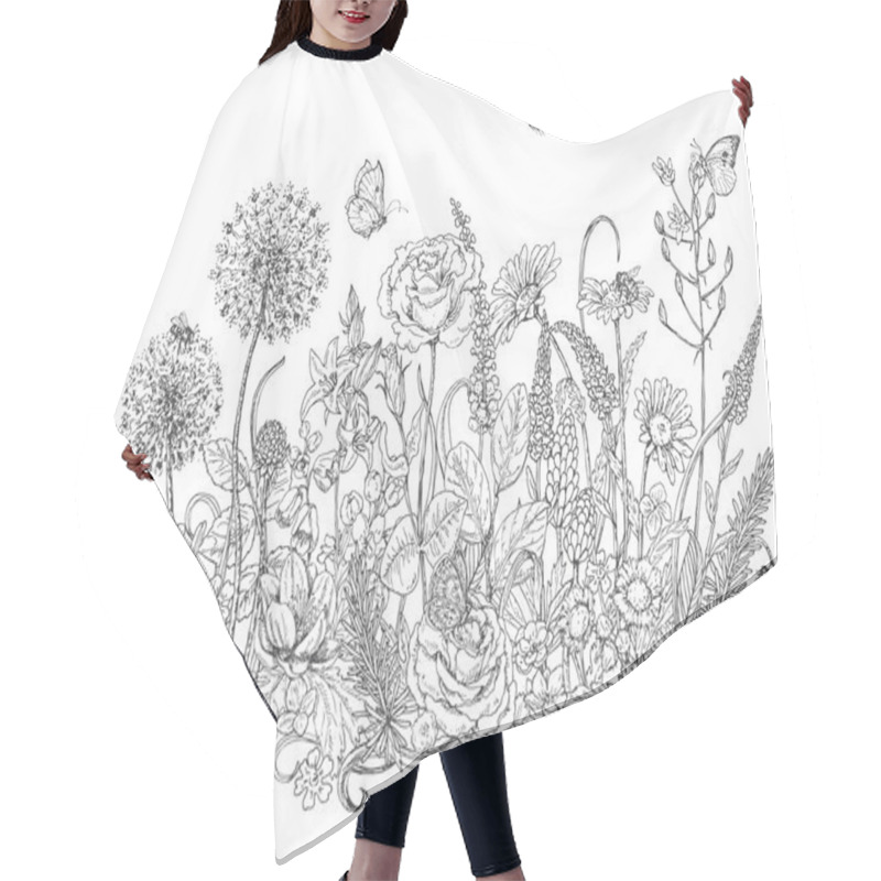 Personality  Wildflowers  And Insects Sketch Hair Cutting Cape