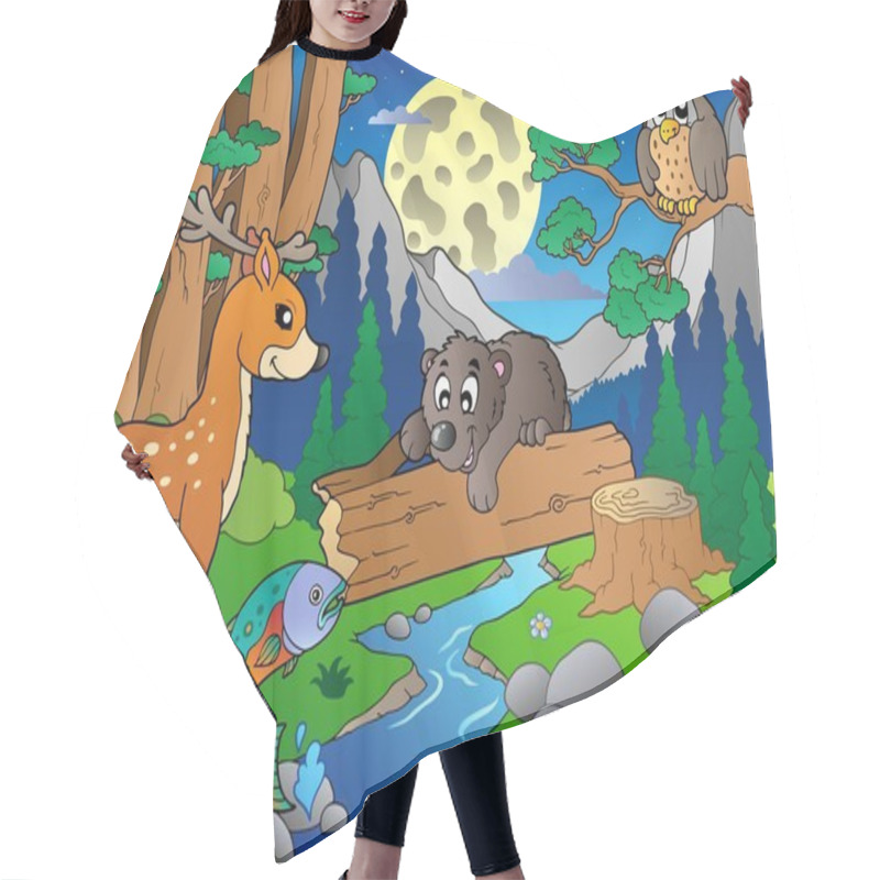 Personality  Forest Scene With Various Animals 2 Hair Cutting Cape