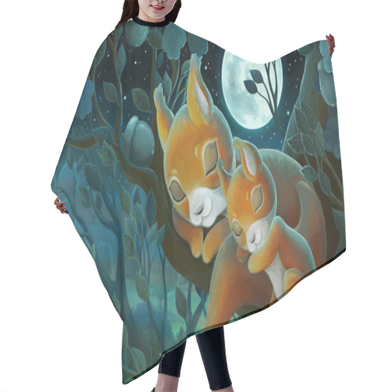 Personality  Cartoon Scene With Family Of Squirrels In The Forest - Illustration For Children Hair Cutting Cape