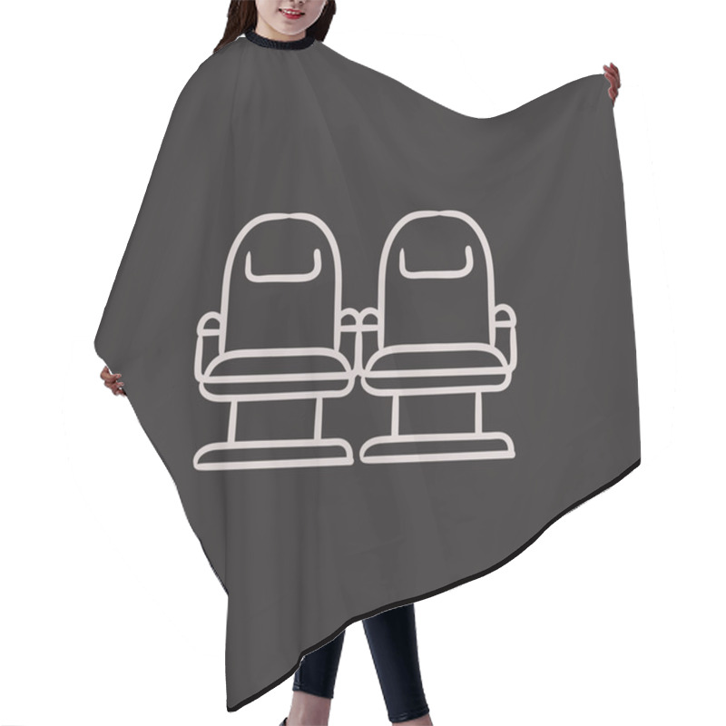 Personality  Cinema Chairs Sketch Icon. Hair Cutting Cape