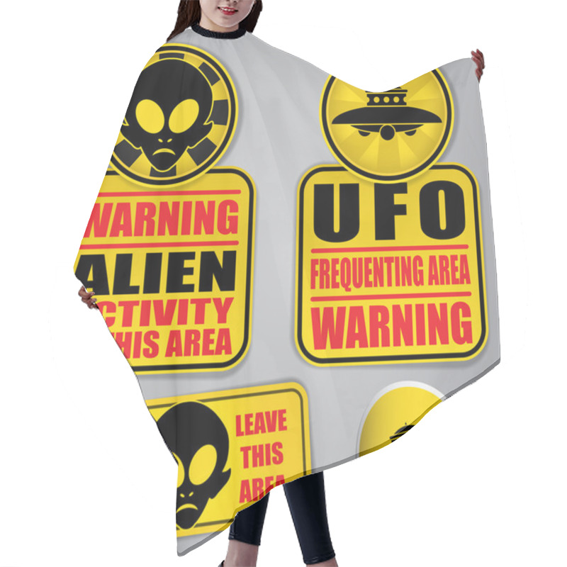 Personality  Warning Alien UFO Signs Hair Cutting Cape