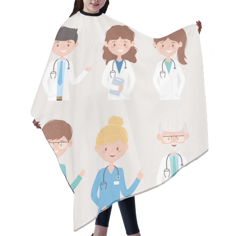 Personality  Portrait Team Medical Staff Professional Practitioner Cartoon Character Hair Cutting Cape