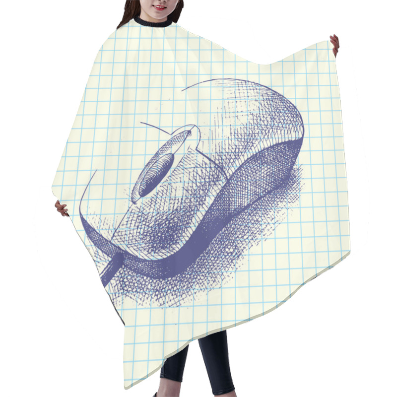 Personality  Computer Mouse Vector Doodle Hair Cutting Cape