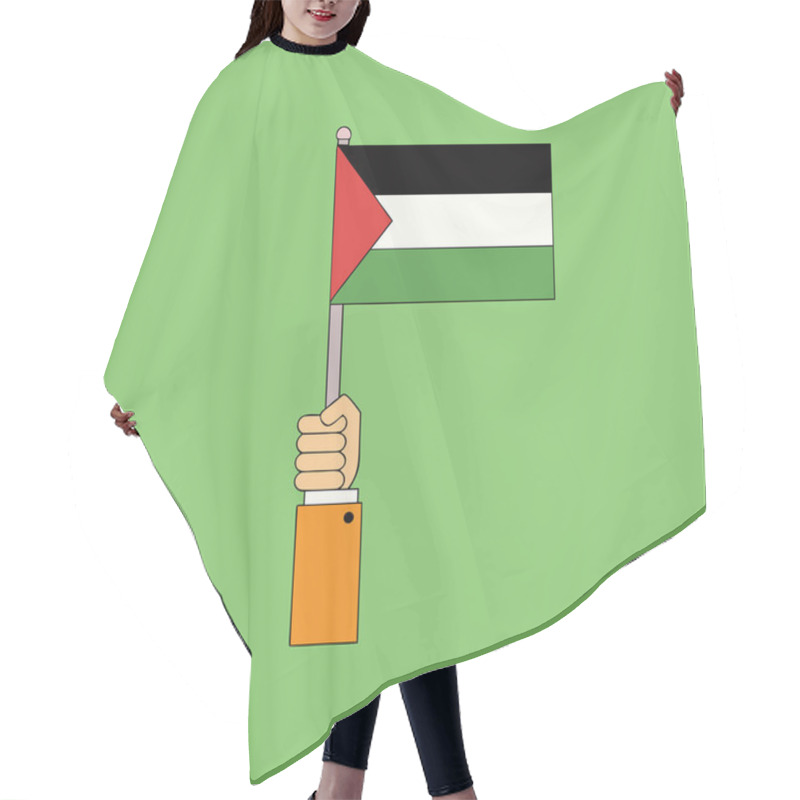 Personality  Palestinian Flag On A Hand Vector Illustration For Patriotism, Independence, And Freedom Concepts Hair Cutting Cape