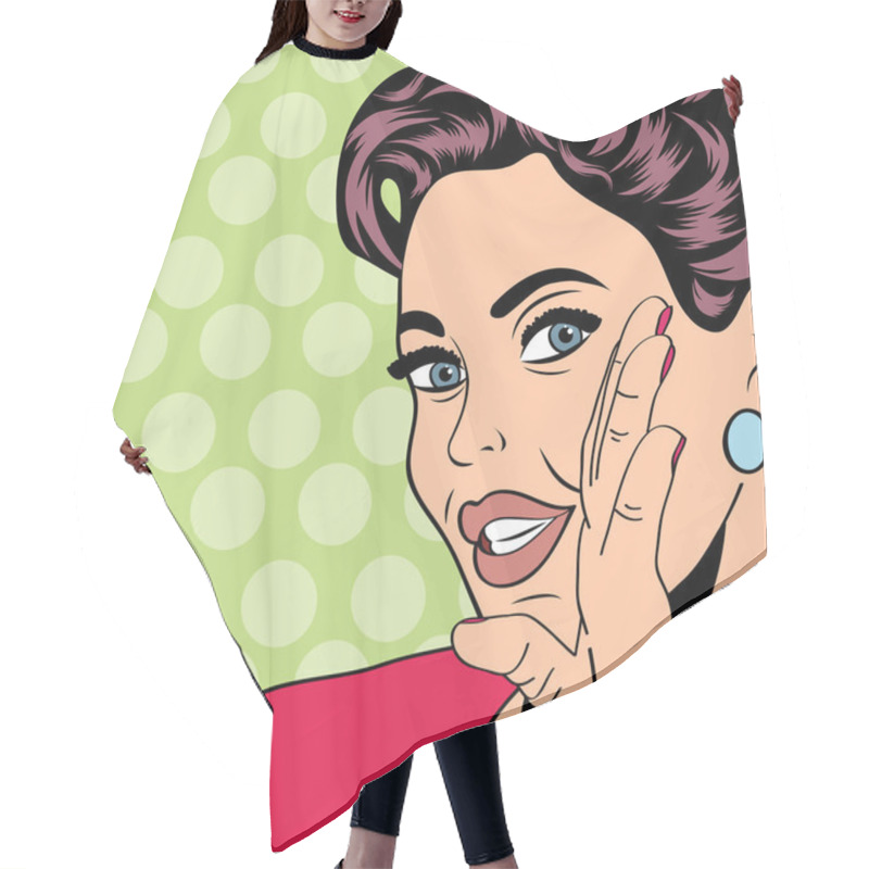 Personality  Pop Art Retro Woman In Comics Style Hair Cutting Cape