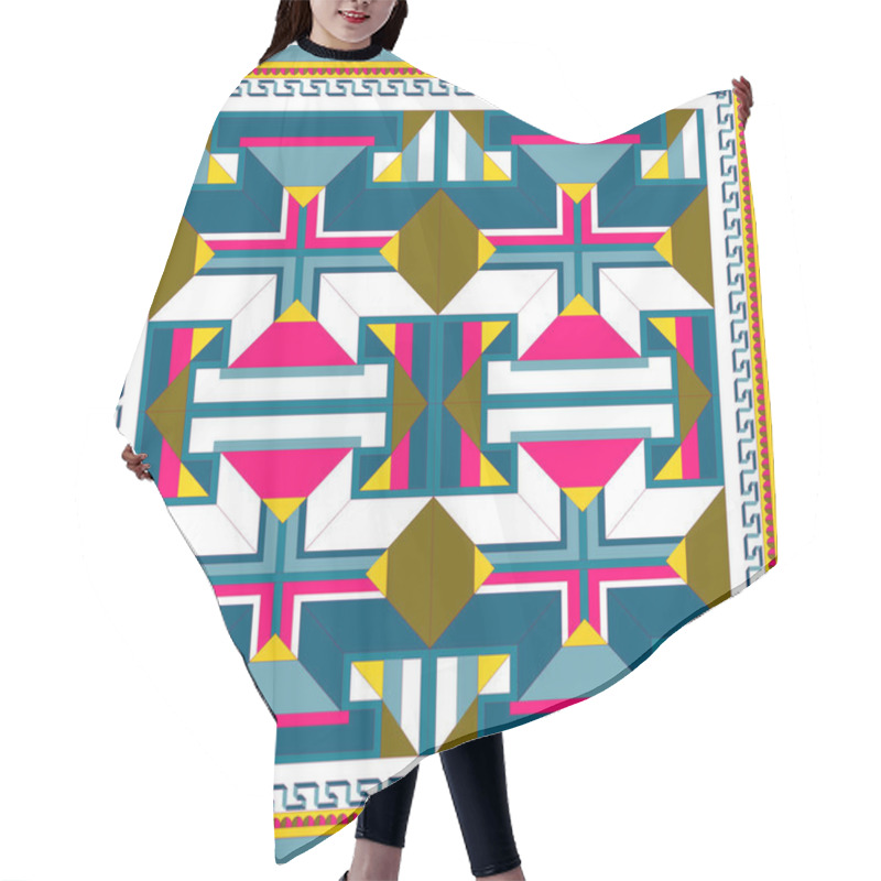 Personality  Silk Scarf With A Geometric Pattern. Square Vector Hair Cutting Cape