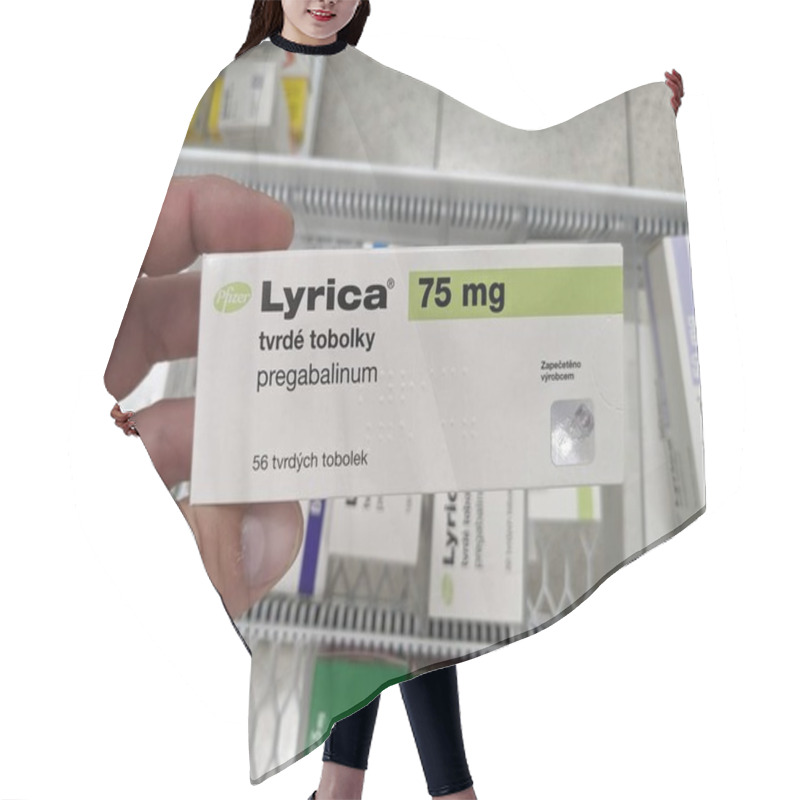 Personality  Prague, Czech Republic - August 28 2024: LYRICA Box With PREGABALIN Active Substance By PFIZER, Used For Nerve Pain, Epilepsy, And Anxiety Disorders. Hair Cutting Cape