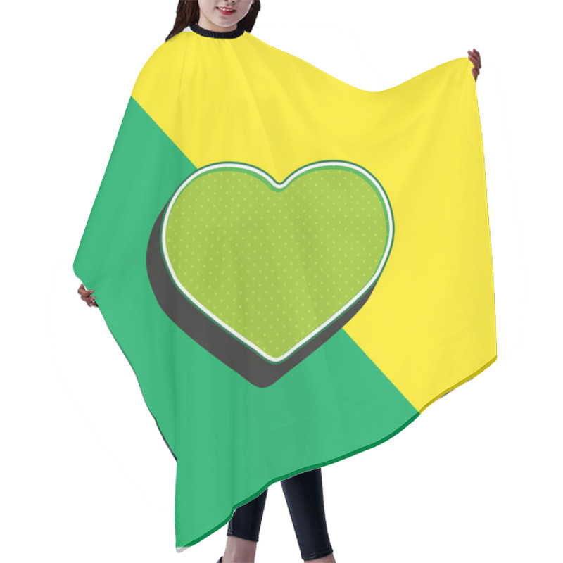 Personality  Big Black Heart Green And Yellow Modern 3d Vector Icon Logo Hair Cutting Cape