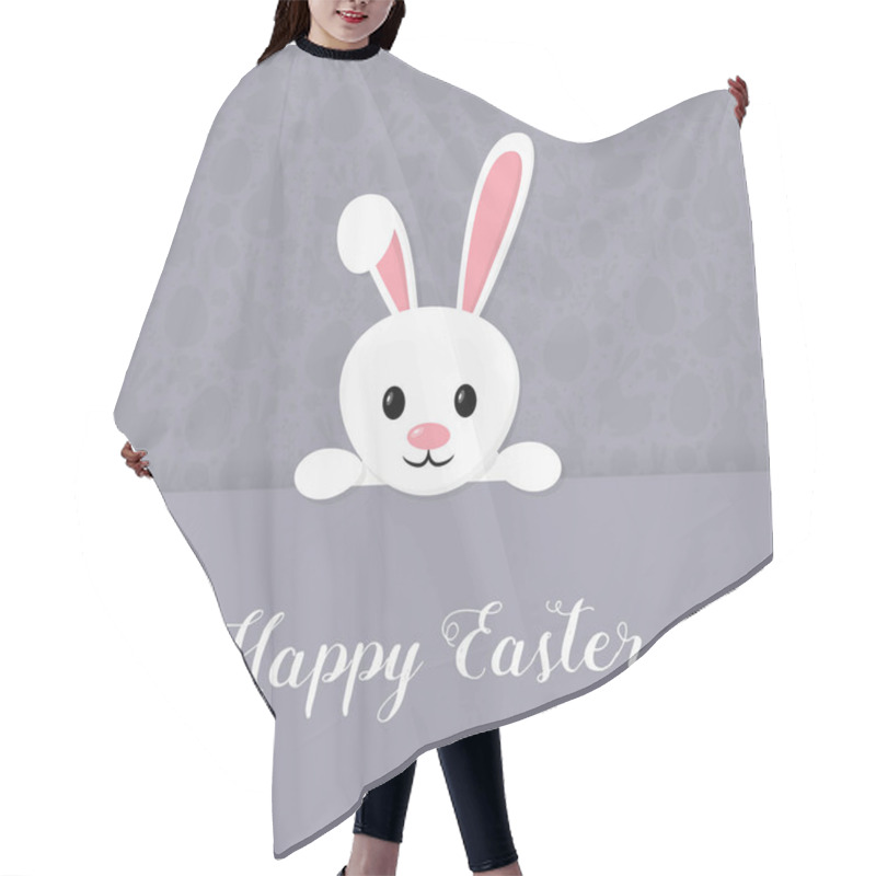 Personality  Easter Greeting Card With Cute Bunny And Text. Vector Hair Cutting Cape