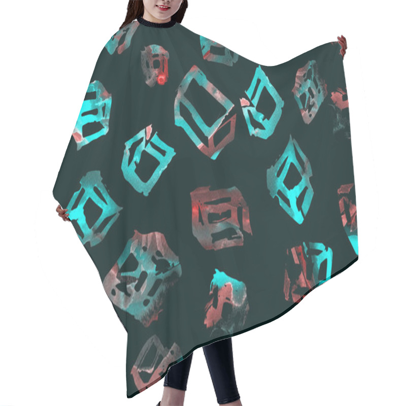 Personality  Memphis Cube Seamless Pattern.  Hair Cutting Cape