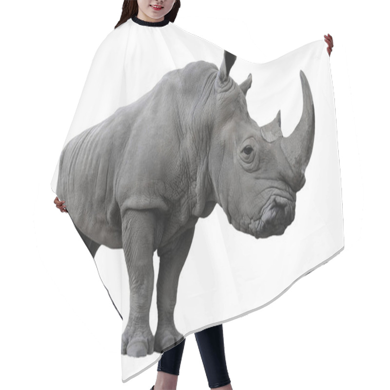 Personality  Rhinoceros On A White Background Hair Cutting Cape