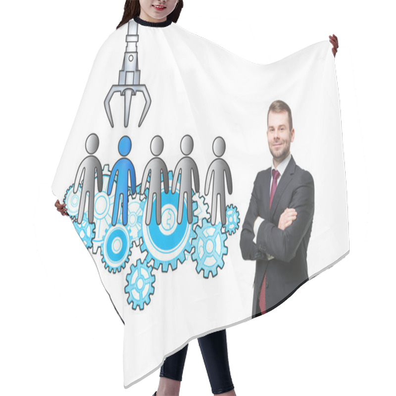 Personality  HR Concept With Isolated Man Hair Cutting Cape