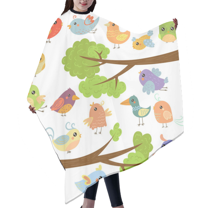 Personality  Birds On Different Branches. Vector Illustration Hair Cutting Cape