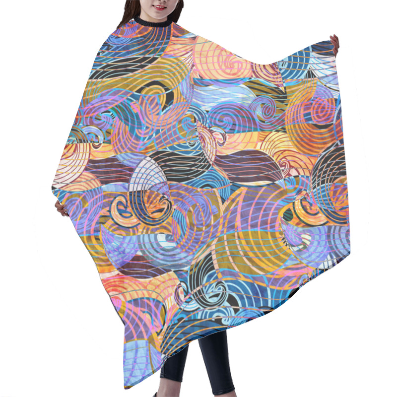 Personality  Abstract Wavy Pattern Hair Cutting Cape