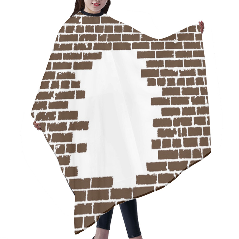 Personality  Broken Realistic Old Brown Brick Wall Concept On White Background. Vector Illustration Hair Cutting Cape