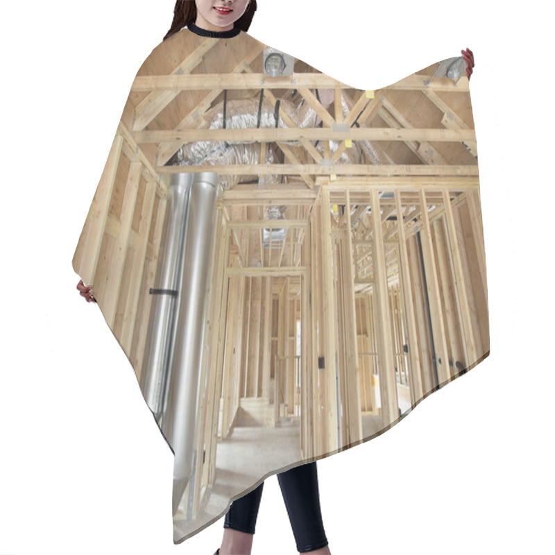 Personality  New Home Construction Framed With Wood Studs Hair Cutting Cape