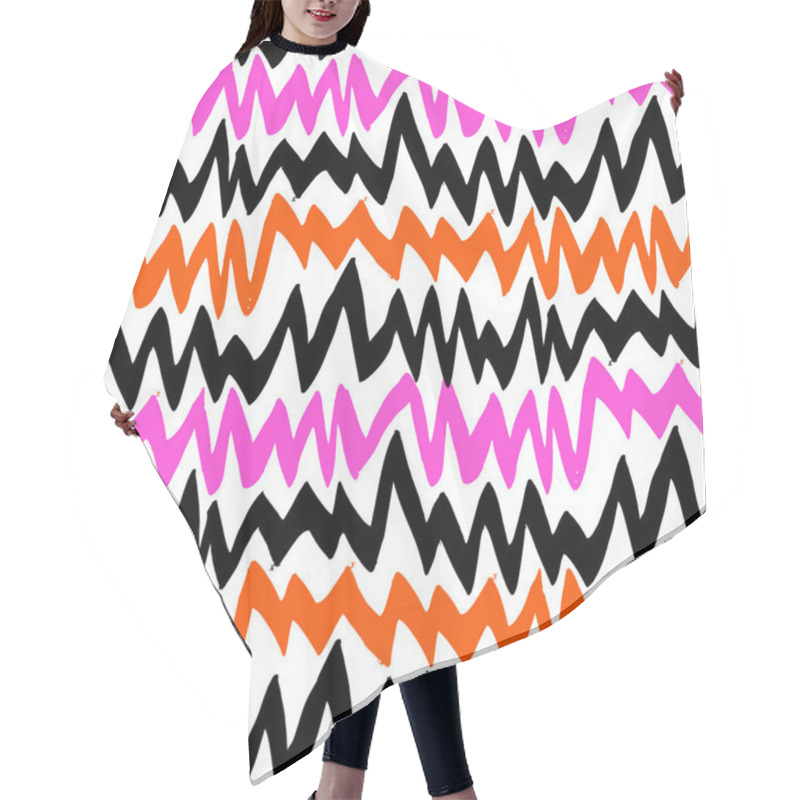 Personality  Striped Hand Drawn Pattern With Zigzag Lines Hair Cutting Cape