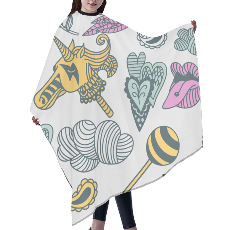 Personality  Fantasy Doodle Seamless Pattern Hair Cutting Cape