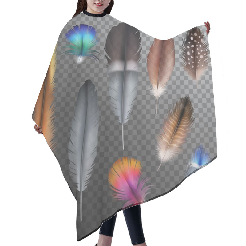 Personality  Feathers Realistic Transparent Set Hair Cutting Cape