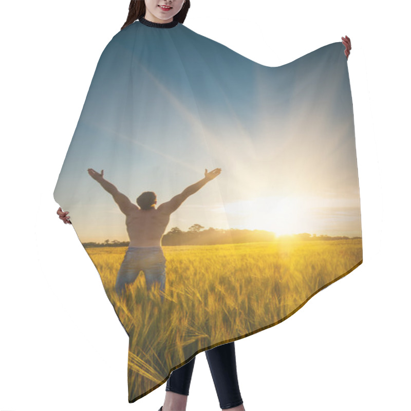 Personality  Man In A Wheat Field Hair Cutting Cape