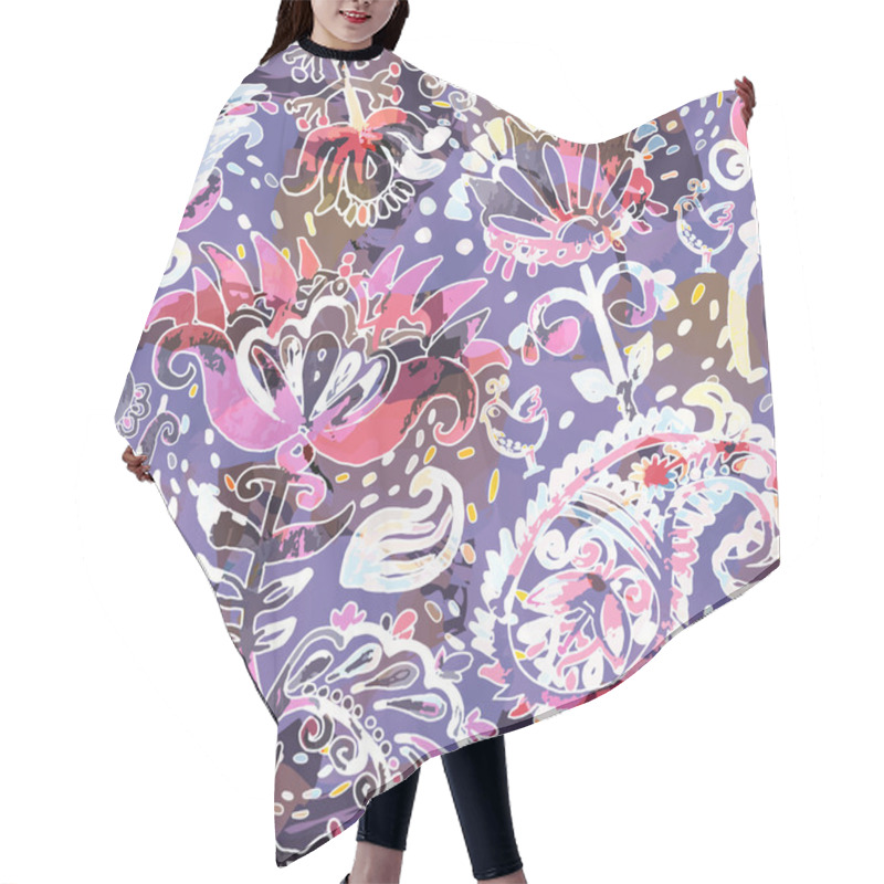 Personality  Bright Seamless Pattern In Paisley Style Hair Cutting Cape