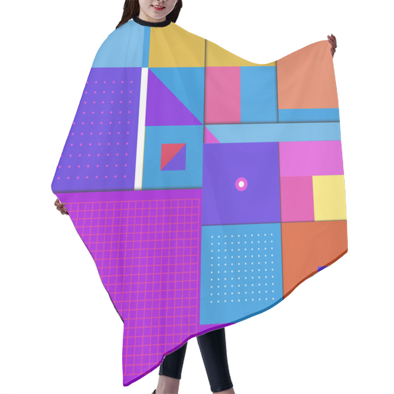 Personality  Trendy Geometric Elements Memphis Pattern. Retro Style Texture, Pattern And Elements. Modern Abstract Design From Borneo Indonesian Culture Hair Cutting Cape