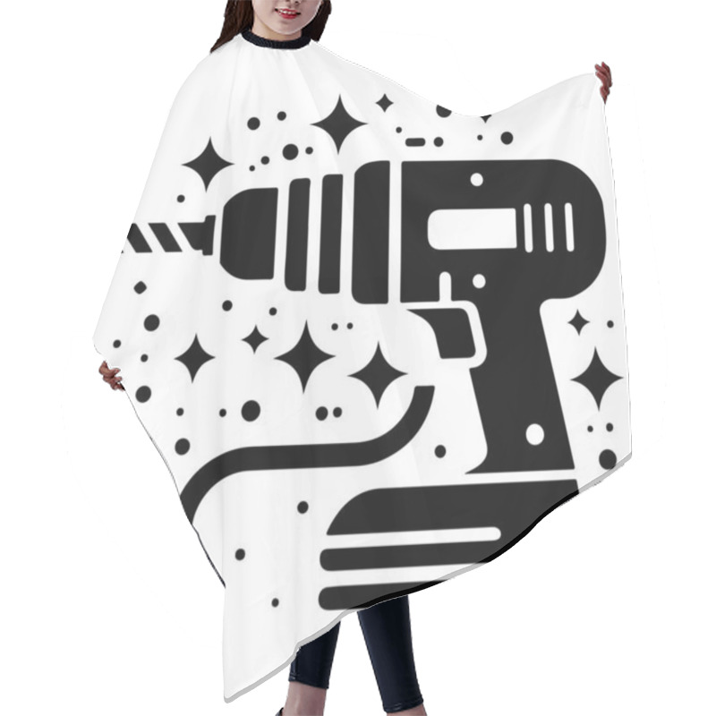 Personality  Sparkling Power Drill Icon Hair Cutting Cape