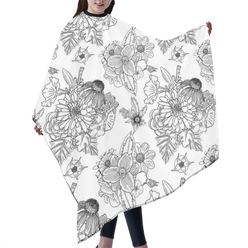 Personality  Floral Drawing Seamless Pattern Wallpaper Hair Cutting Cape