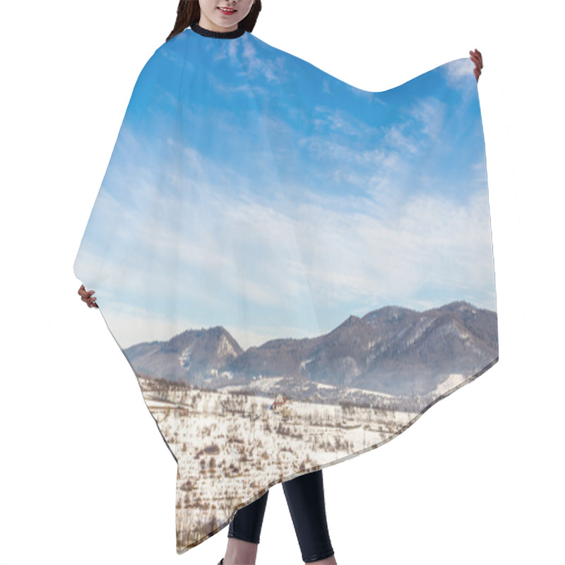 Personality  Winter Landscape With Village Houses Hair Cutting Cape