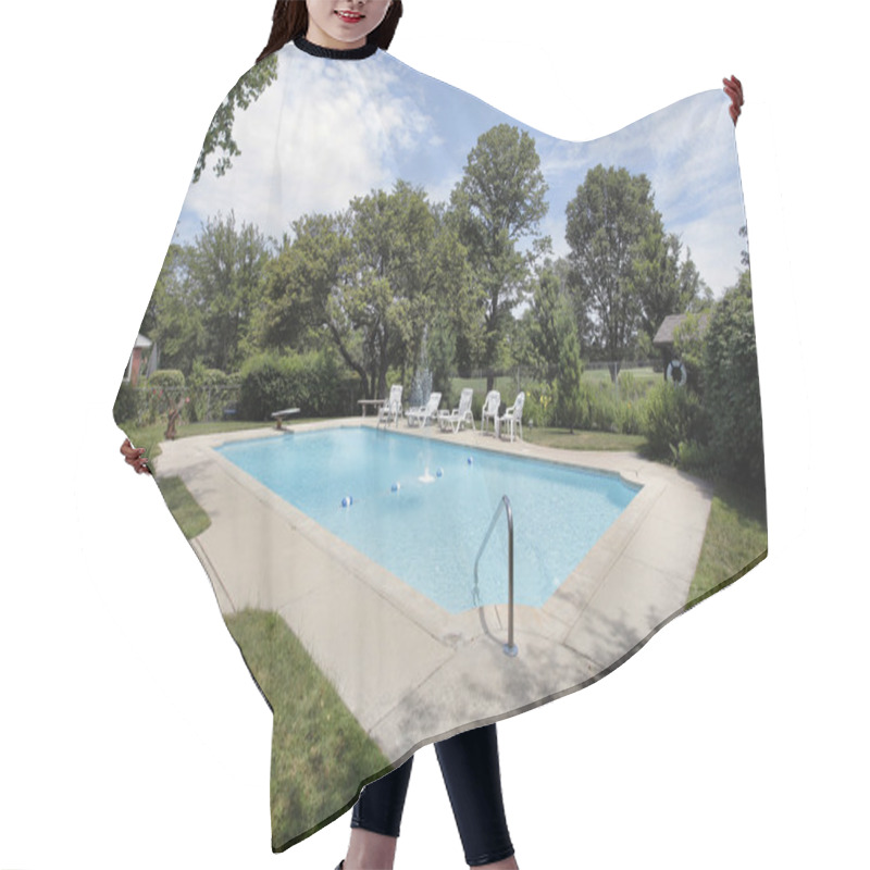 Personality  Swimming Pool With Golf Course View Hair Cutting Cape