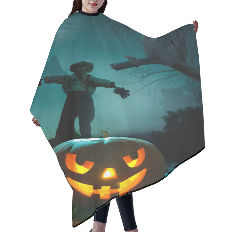 Personality  Art Halloween Night Background Hair Cutting Cape