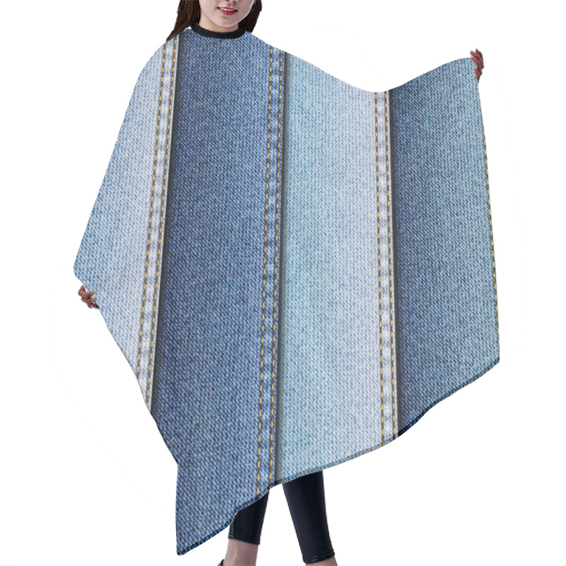 Personality  Texture Of Denim Fabric. Hair Cutting Cape