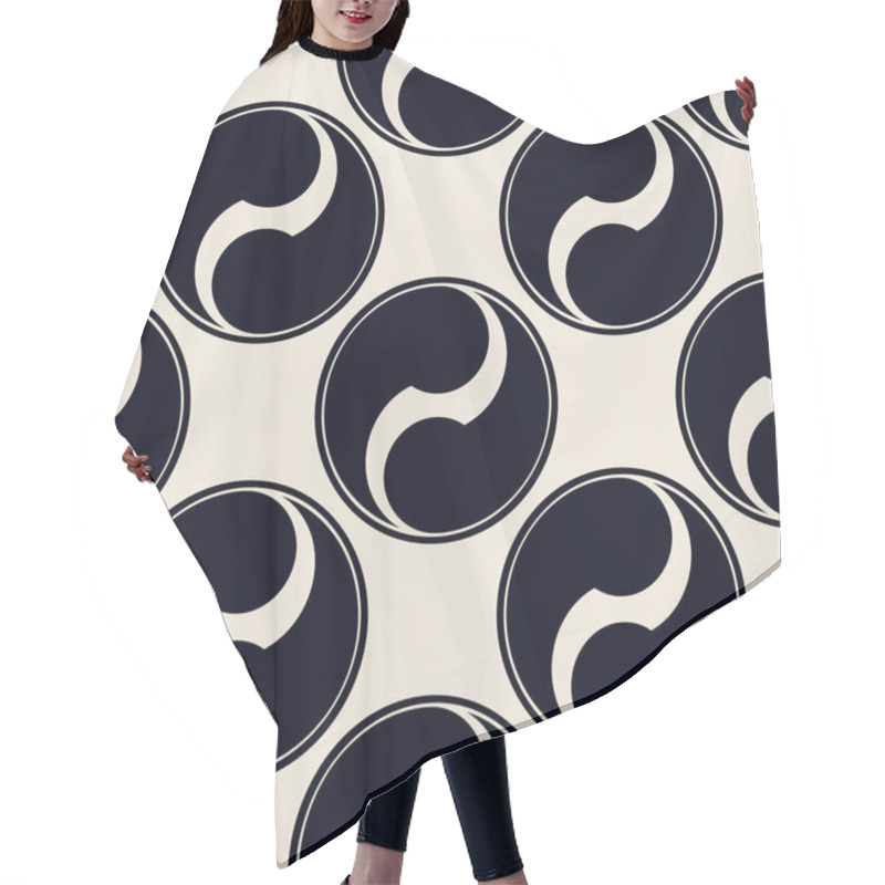 Personality  Seamless Vector Pattern With Japanese Symbol Tomoe Hair Cutting Cape