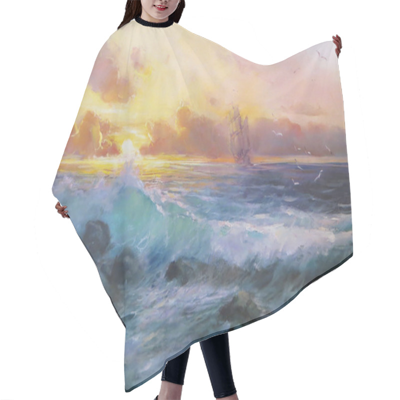 Personality  Evening. Coast. Ship Hair Cutting Cape