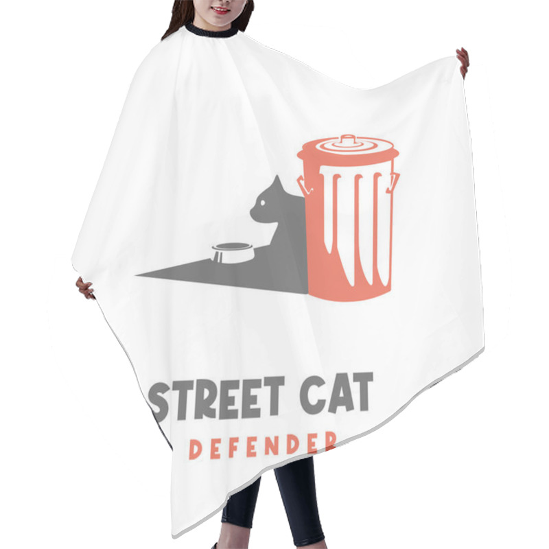 Personality  Simple Street Cat Illustration Logo Hair Cutting Cape