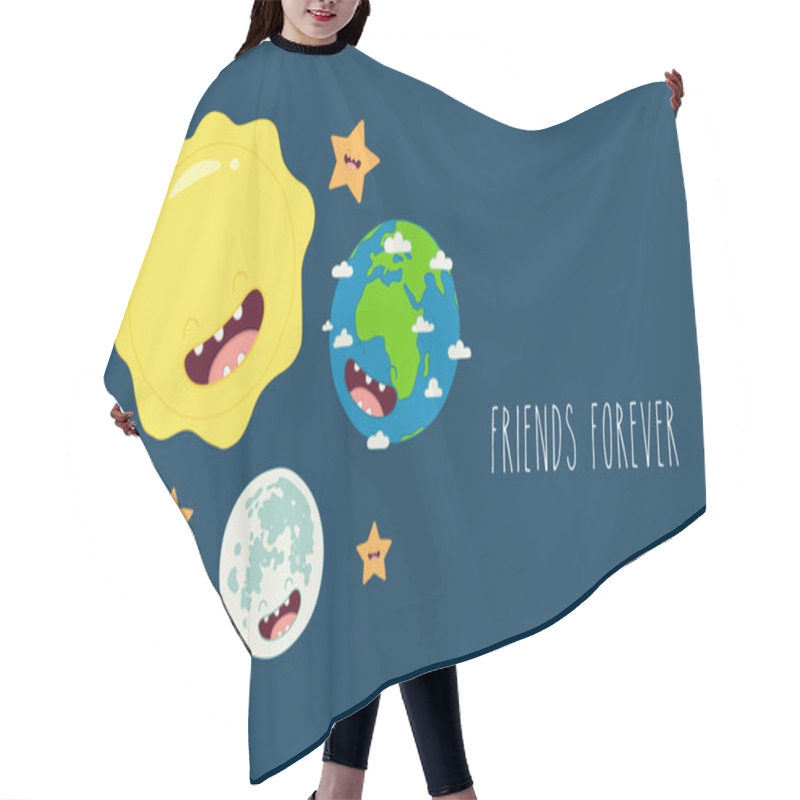 Personality  Cute Cartoon Planets Hair Cutting Cape