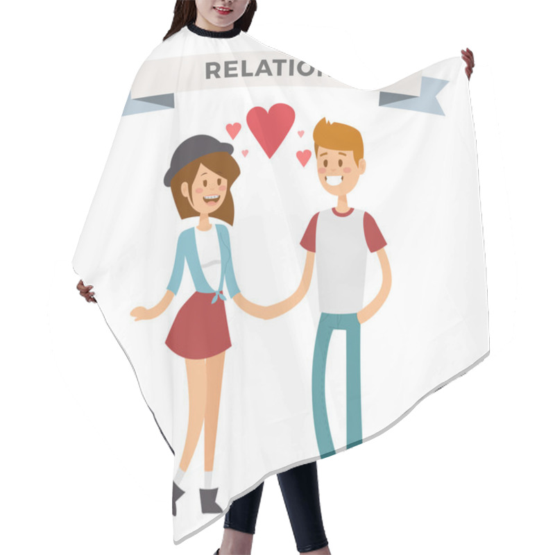 Personality  Boy And Girl Happy Family Couple In Love Hair Cutting Cape